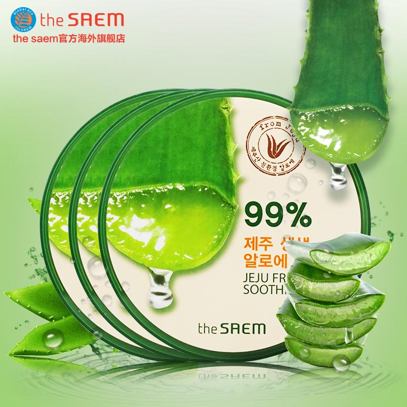 The Saem/得鲜芦荟胶补水保湿凝胶面膜晒后修复面霜3罐韩国正品