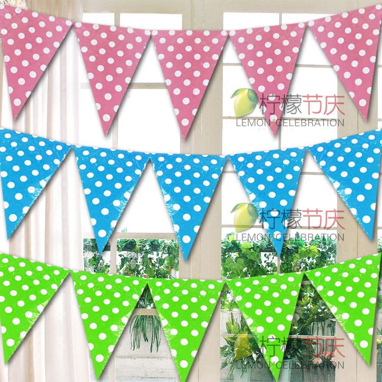 Birthday bunting, birthday pull flower, birthday banner, birthday hanging flag, pennant, decoration, bunting, wave point pennant