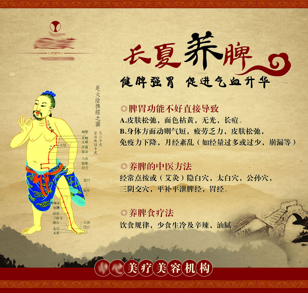 608办公装饰海报展板素材345夏季养生养脾知识宣传