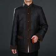 Áo thêu sợi cao cấp Xiangyun cộng với cotton Tang phù hợp với quần áo mùa đông Nam trung niên Tang phù hợp với mùa thu và áo khoác cotton mùa đông