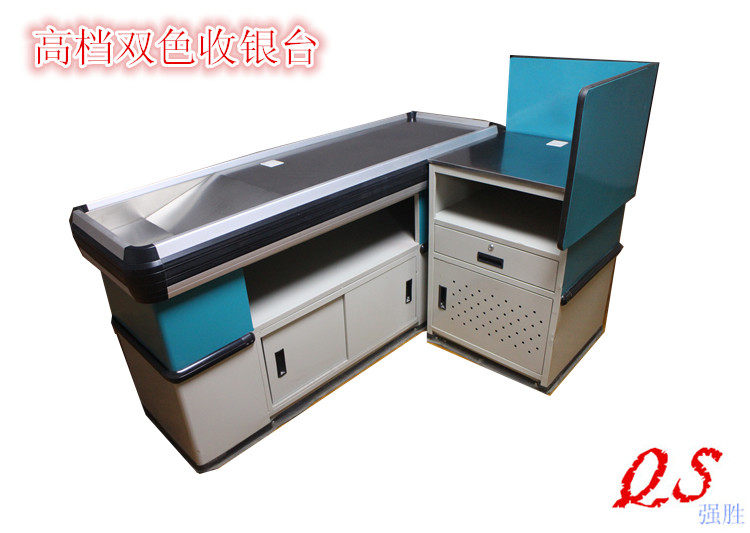 Two-color supermarket cash register counter stainless steel countertop cash register cabinet Convenience store cash register counter color optional can be customized