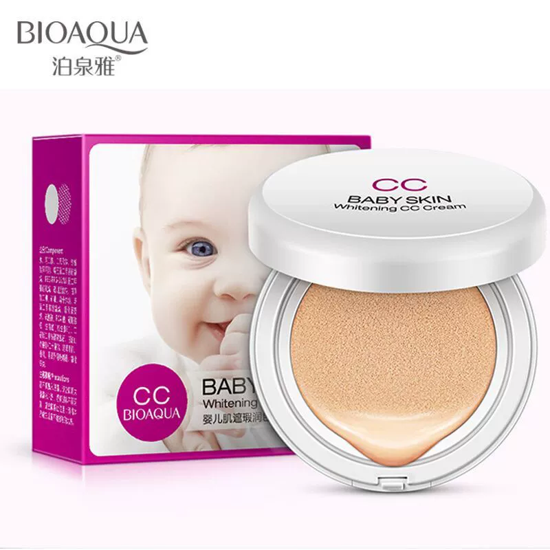 Poquanya Baby Muscle Concealer Touch Cushion Cream CC Cream BB Cream Nude Makeup Lightweight Breathable Concealer Cream - Kem BB