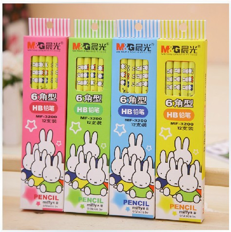 Morning light MF-3200 pencil Mify 6 corner type wood pencil cartoon HB pencil writing pencil full