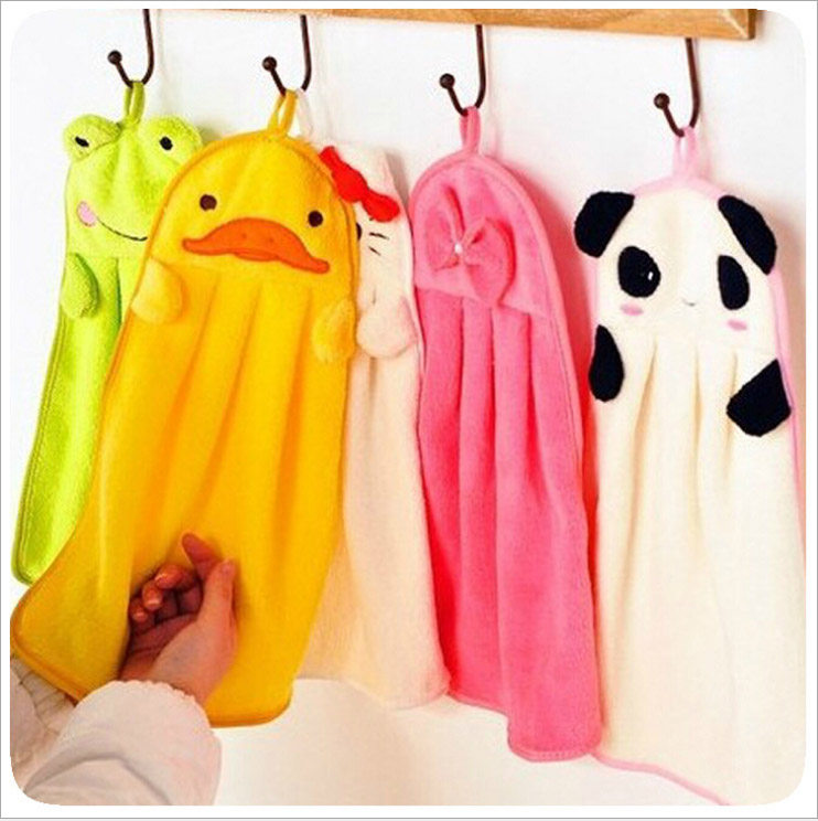 Promotion Creative Cartoon Cute Candy Color Coral Suede Thickened Kitchen Ultra-Soft-Style Hand Towels