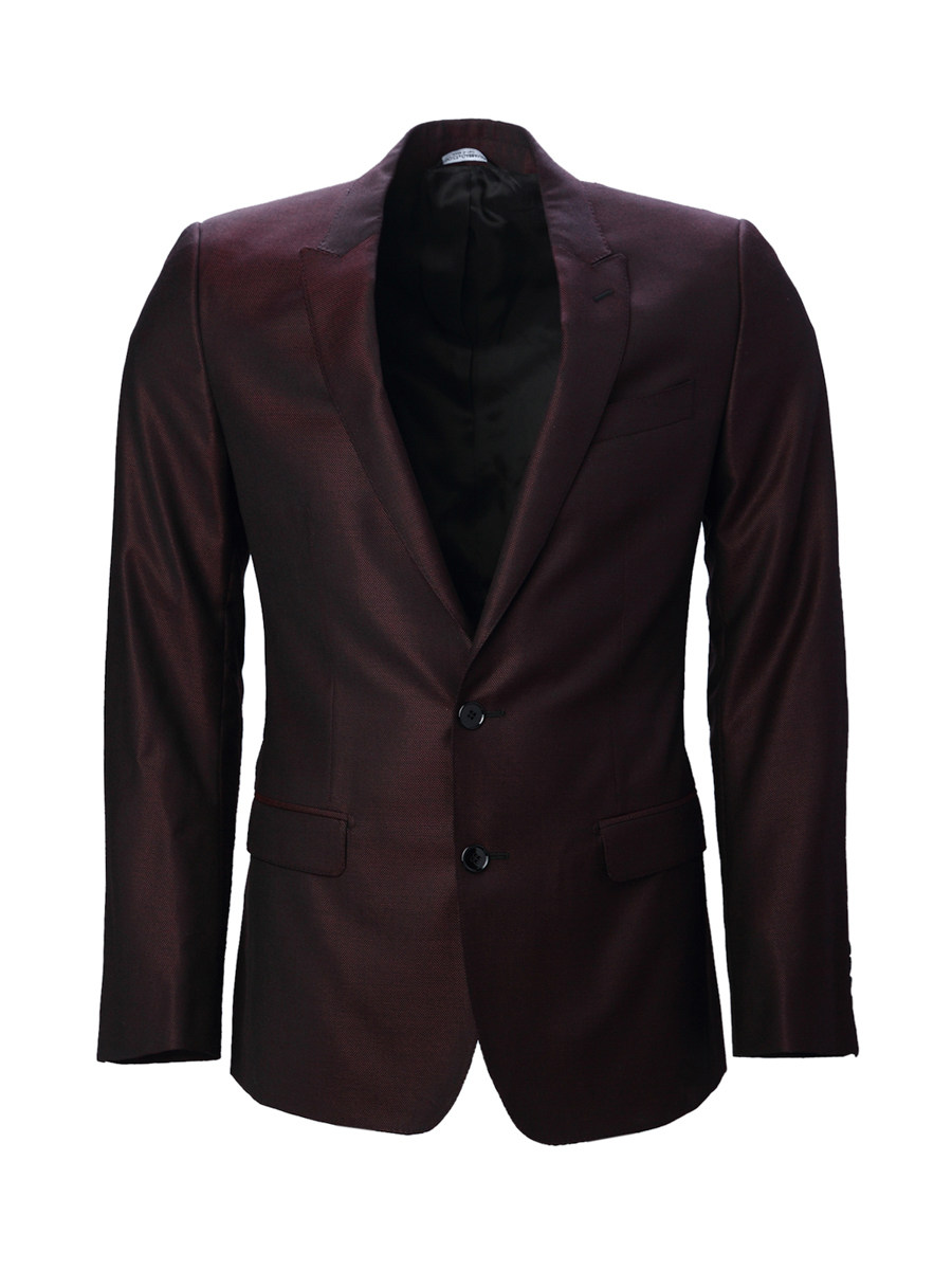 Dolce&Gabbana 深酒红色戗驳领两粒扣修身西装外套