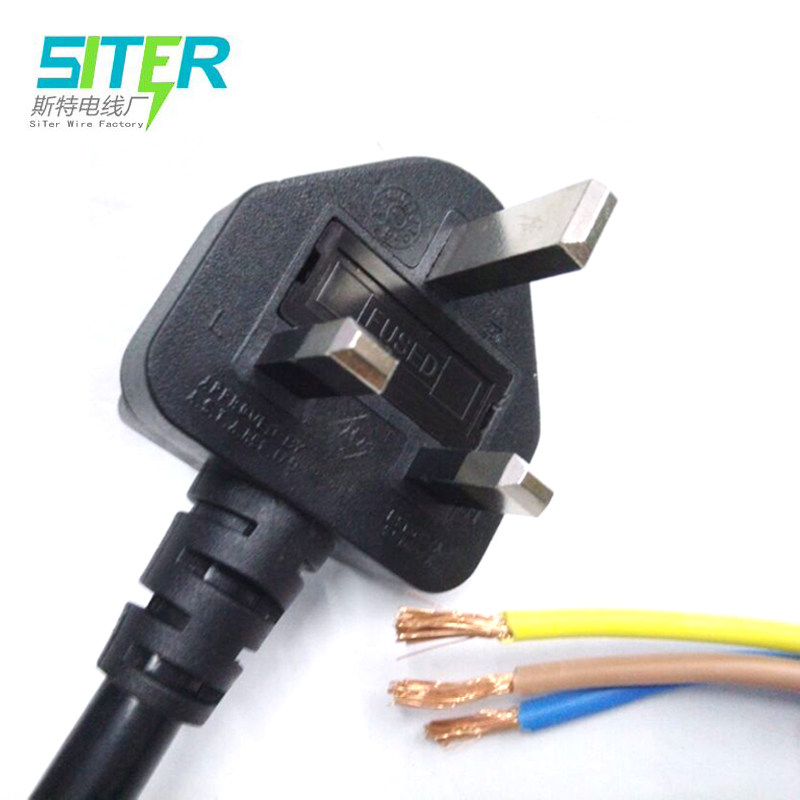 Malaysia British regulation three-way plug with fuse power cord 3*0 75 square all copper British regulation cable