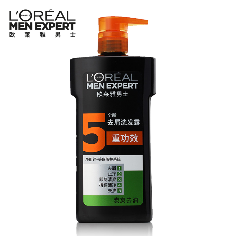 L'OREAL 欧莱雅男士去屑洗发露 炭爽去油无硅油洗发水 700ml