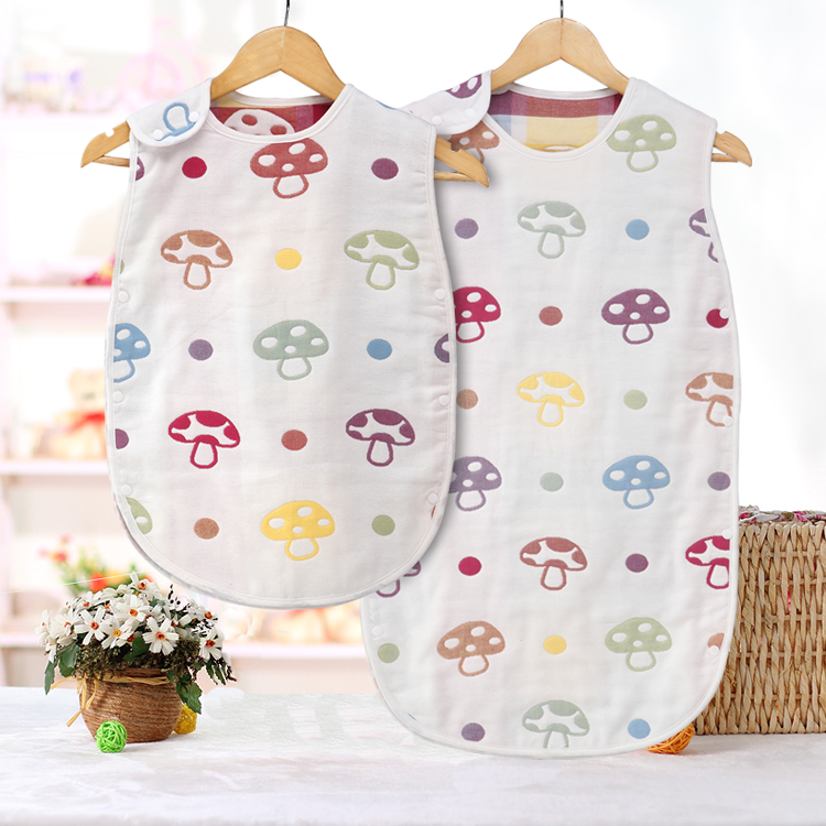 Baby sleeping bag spring and summer four seasons pure cotton gauze newborn baby vest sleeveless children anti-kick quilt for big children