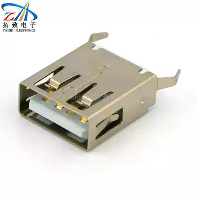 Manufacturer USB female seat AF 180 degree straight insert bent foot without curled edge vertical USB mother seat price advantage