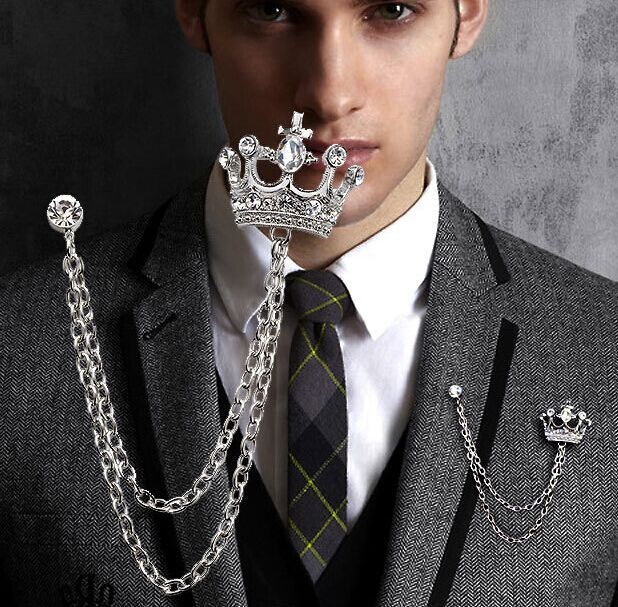 Starry Men Glory Crown Crowned Crown Collar Male Style Brooch Wedding Festival Groom Suits West Suit Chest