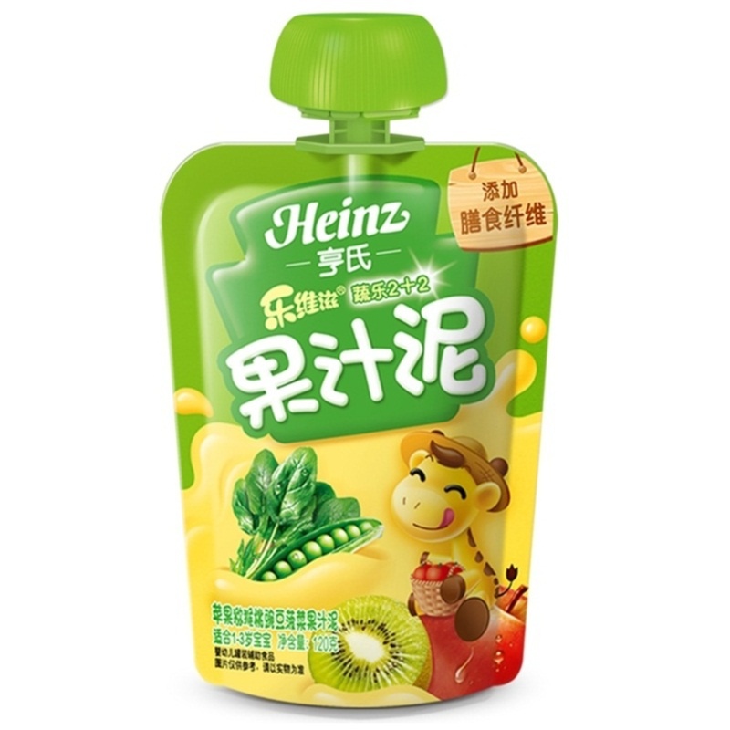 亨氏 乐维滋蔬乐蔬乐2+2苹果猕猴桃豌豆菠菜果汁泥/果泥/果汁120g