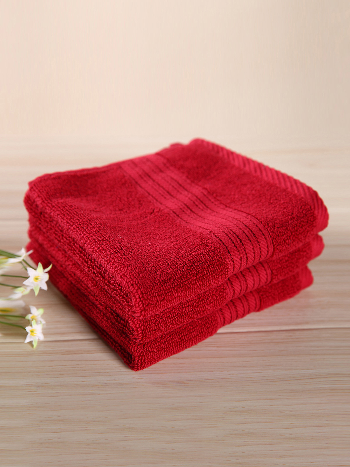 ROYAL VELVET|酒红色加州阳光炫彩方巾(3条装)