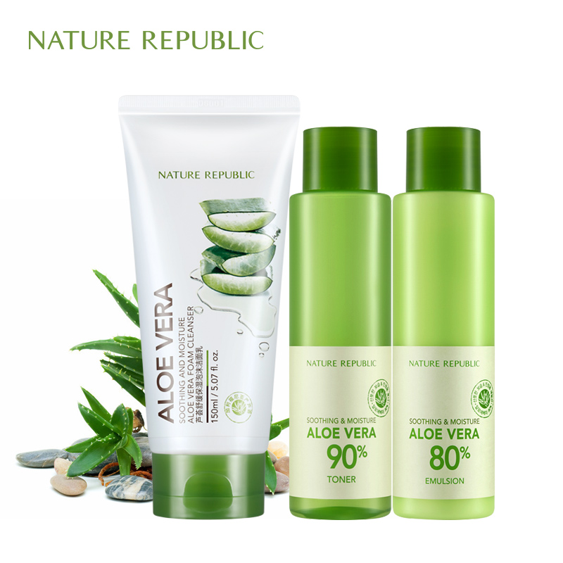Nature Republic自然乐园舒缓芦荟补水保湿3件套