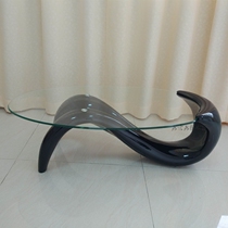 Oval mermaid coffee table creative design Nordic living room glass mirror coffee table 120cm red black