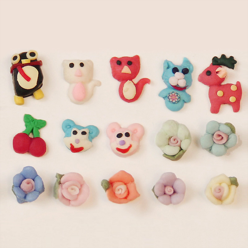 美甲饰品 软陶花 3D立体卡通动物小鹿贴片指甲油光疗胶仿雕花装饰