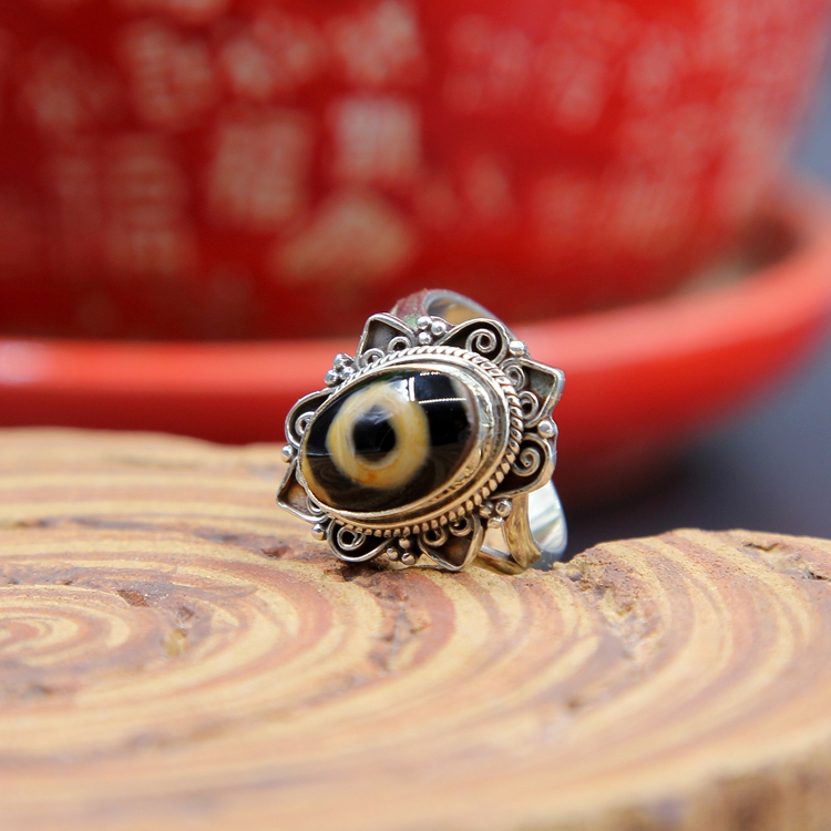 Nepal pure hand - made 925 silver inlaid with the exotic style ring accessories accessories
