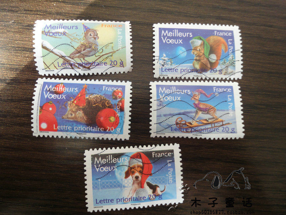 French Postage Stamps 2007 Best Wishes 5 Full Card Tickets