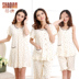 Shaqian chính hãng ngắn tay nightdress nữ cotton mùa xuân và mùa hè ngắn tay cắt quần cardigan cotton đồ ngủ nightdress dịch vụ nhà Đêm đầm