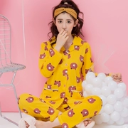 Áo nịt len ​​mùa xuân và mùa thu cho nữ đồ ngủ dài tay áo cotton nhà XL