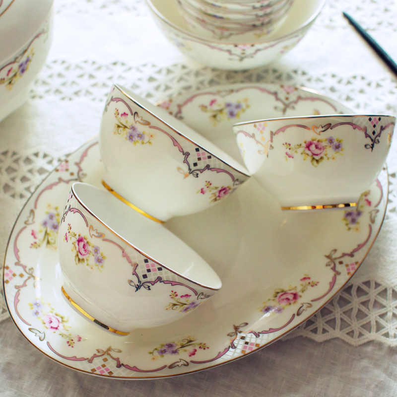 Chinese style ipads porcelain tableware suit 58 head contracted jingdezhen ceramic dishes suit household eating the food bowl dish