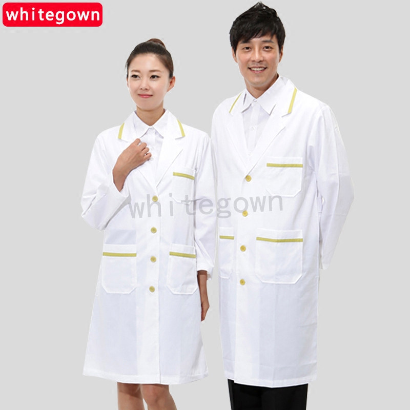 (whitegown) new hospital long-sleeved overalls men and women doctor clothes intern white coat