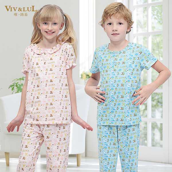 Viv＆Lul 纯棉 儿童睡衣空调服套装 ￥24包邮（￥84-60）多款可选