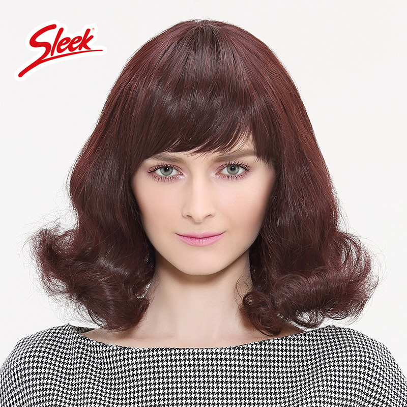 sleek时尚假发女 中长发 齐刘海卷发 时尚梨花头逼真发套正品002