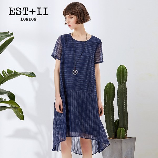 EST＋II 艺诗 18年夏季新款 宽松A字版纯色连衣裙 天猫优惠券折后￥129包邮（￥229-100）2色可选