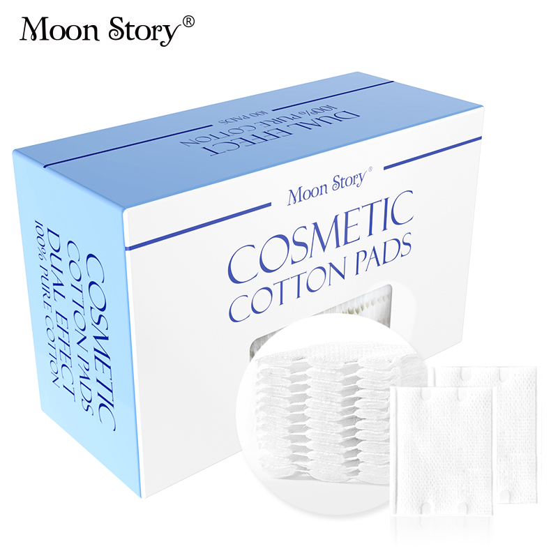 Moonstory/萌黛儿化妆棉卸妆棉 纸盒装双效双面款长绒纯棉100片装