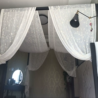 Đông Nam Á, Địa Trung Hải mang phong cách Trung Quốc Mỹ bốn cột gỗ khăn trải giường màu trắng chéo dù sợi thêu áo choàng ngủ - Bed Skirts & Valances rèm giường tầng ktx