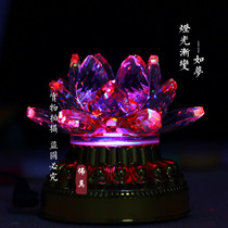 Special price customized high-transparency crystal lotus lamp gradient temple supplies golden Buddha lamp Buddhist hall lamp LED lamp