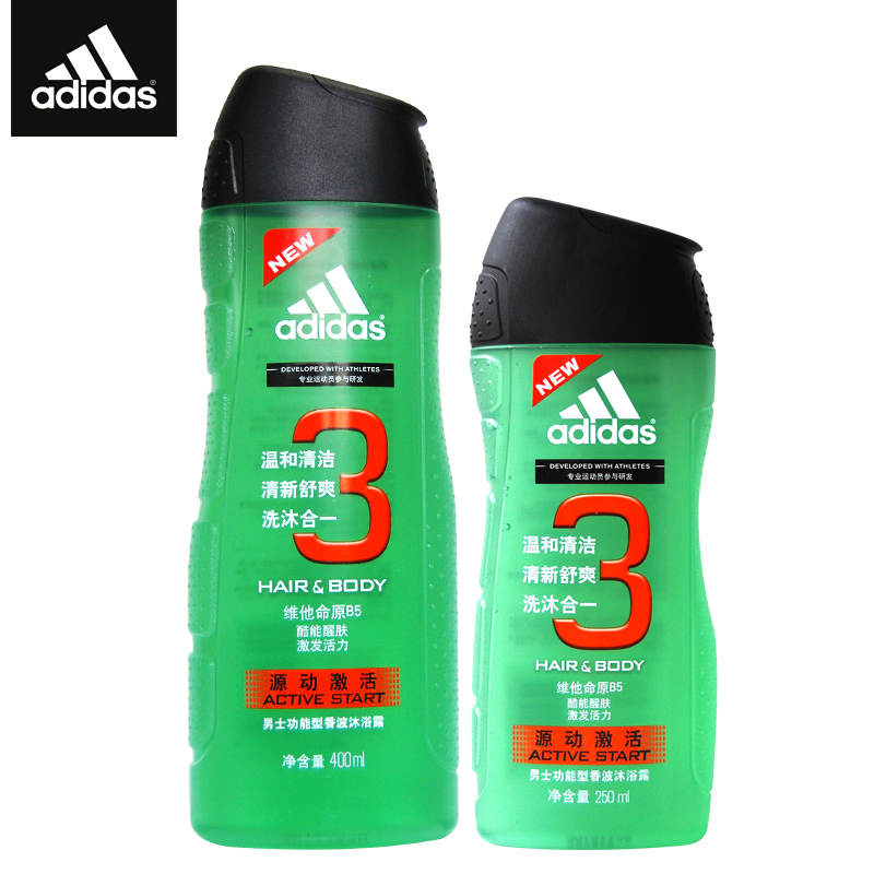 【天猫超市】阿迪达斯男士沐浴露 源动激活400ml+250ml洗发二合一