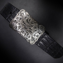 High-grade imported first layer cowhide mens belt Trendy cool Western cowboy cowhide buckle smooth buckle leather belt