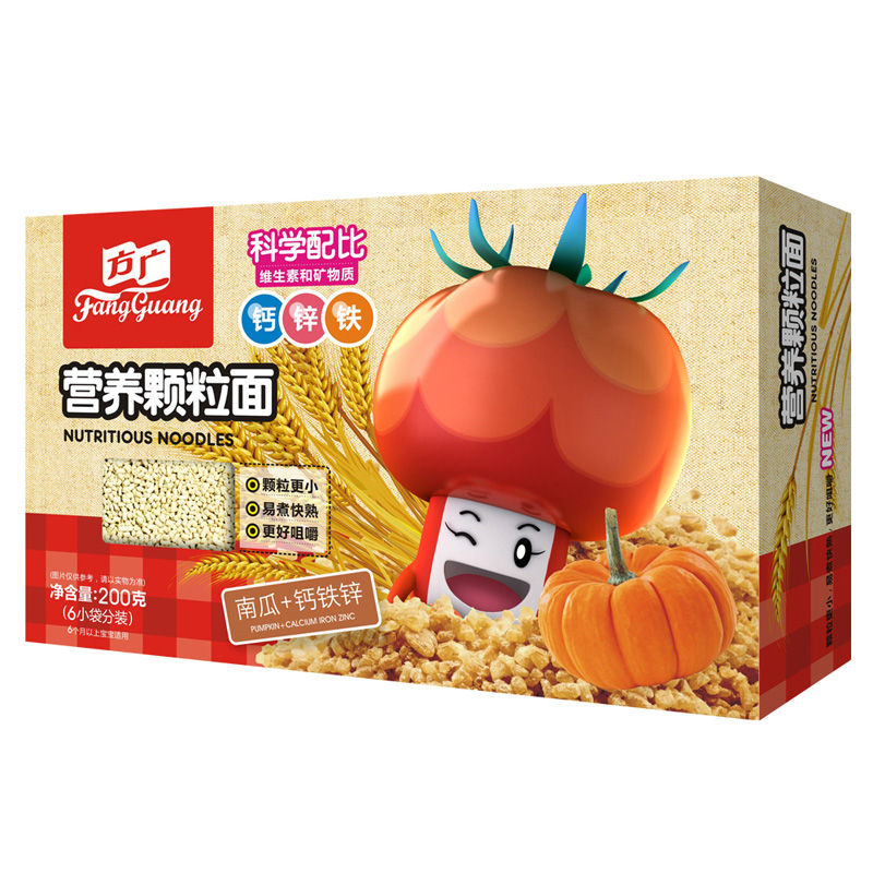 婴儿辅食/方广宝宝面条 钙铁锌+南瓜颗粒面 200g