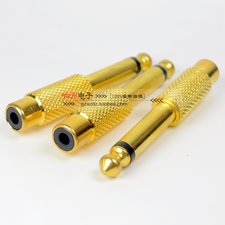 Large two-core 6 35mm straight insertion to RCA Lotus Lotus mother 6 5 turn AV Mixer power amplifier adapter 6 5 turn lotus