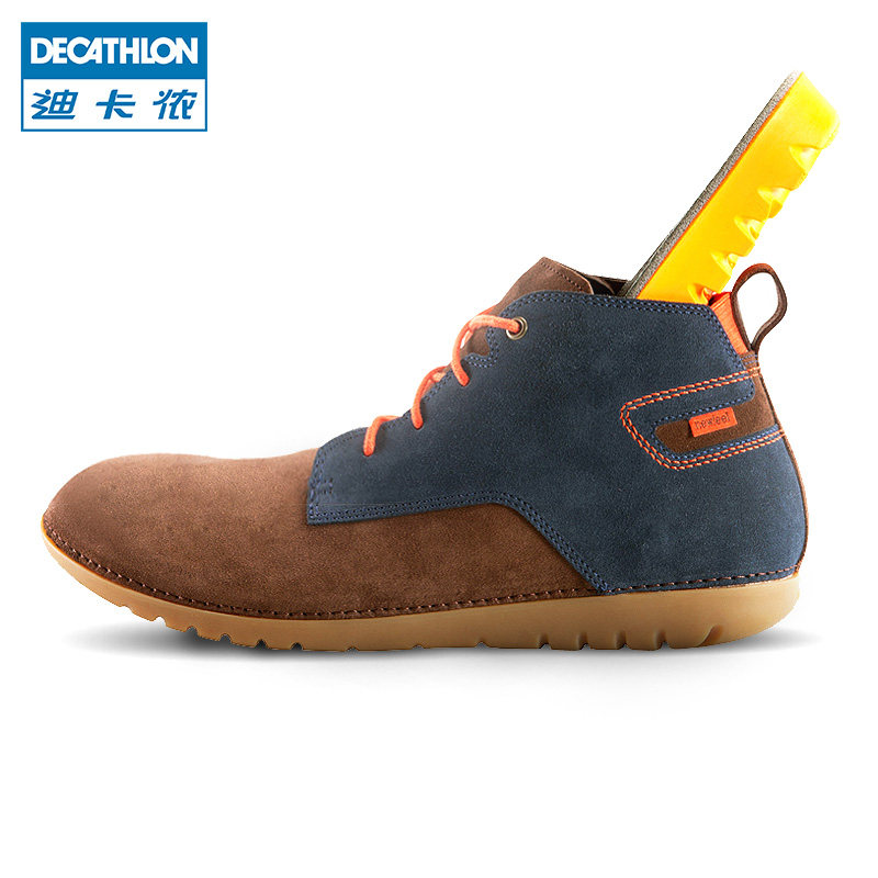 迪卡侬高帮鞋男士 英伦磨砂真皮男鞋休闲鞋短靴 NEWFEEL