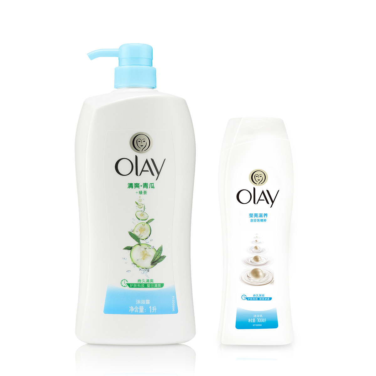 【天猫超市】玉兰油/olay 沐浴露 水嫩清爽1000ml配亮爽珍珠300ml