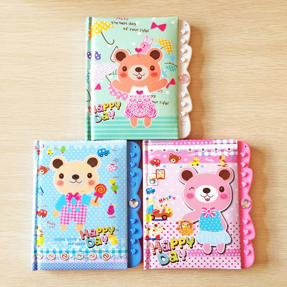 Stationery Supplies Cartoon Japan-South Korea Small Bear lock Day to remember this student's prize notepad Yiwu Wholesale