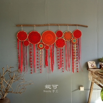 Nicole handmade big red festive wall decoration wall pendant Wedding party decoration handmade dream catcher net