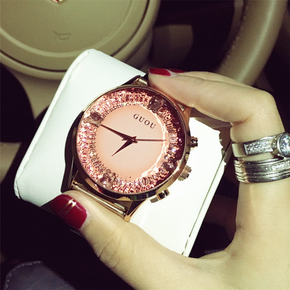 Guo Steel Band Women's Tennis Red Watch Fashion Trends Big Dial Lady Quartz Watch Student Waterproof Female Chic Watches