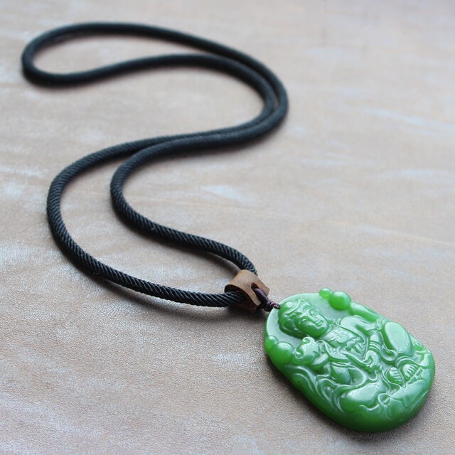 Men's black pendant lanyard thick original handmade cowhide head imported Milan jade brand necklace rope simple and durable