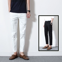 Vintage England Slim Slim Quần Nam Quần cotton giản dị Quần thun trắng áo nam