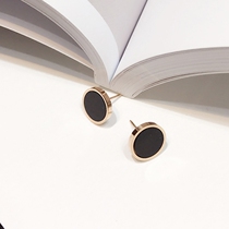 Simple Joker earrings Korean version of men and women couple Jewelry earrings Korean temperament black circle earrings female