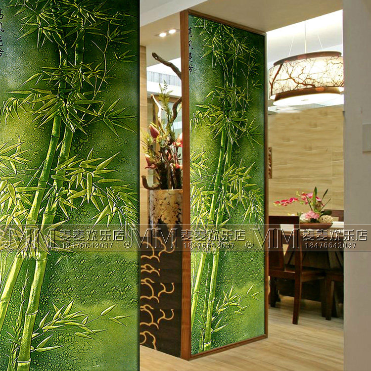 Modern Style Art Glass Genguan TV Background Wall Screen Partition Deep Sculpture Steel-fied Bamboo Daily Ping An