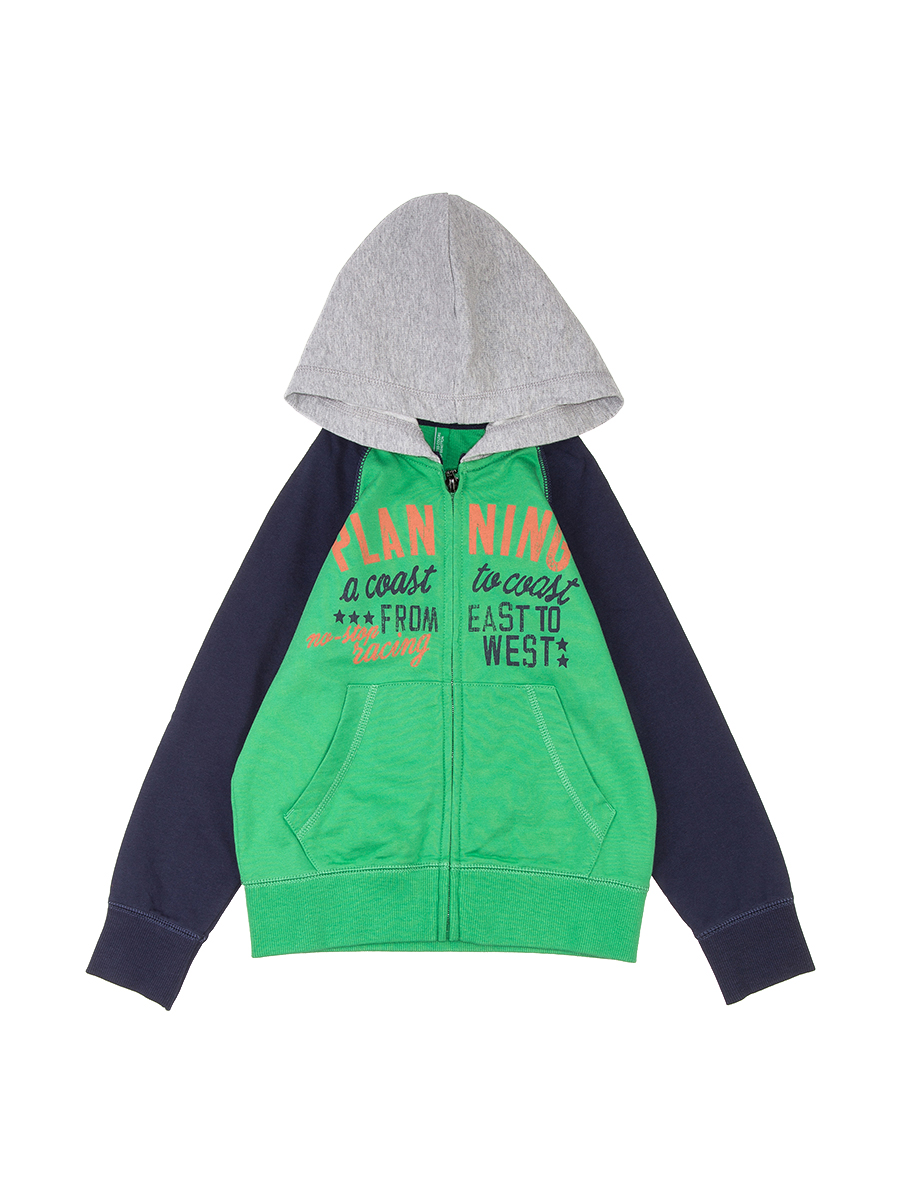 Benetton/贝纳通 草绿拼藏青连帽男童外套