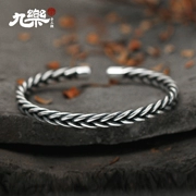 Jiu Le bạc vòng đeo tay nam 999 chân bạc nữ trang nữ vài handmade tùy chỉnh twist dệt bạc vòng đeo tay mở retro