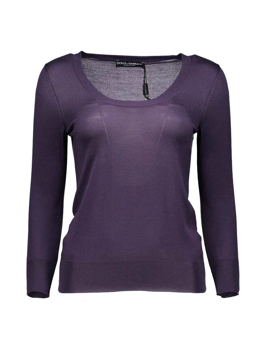 Dolce&Gabbana 深紫色简约圆领长袖上衣