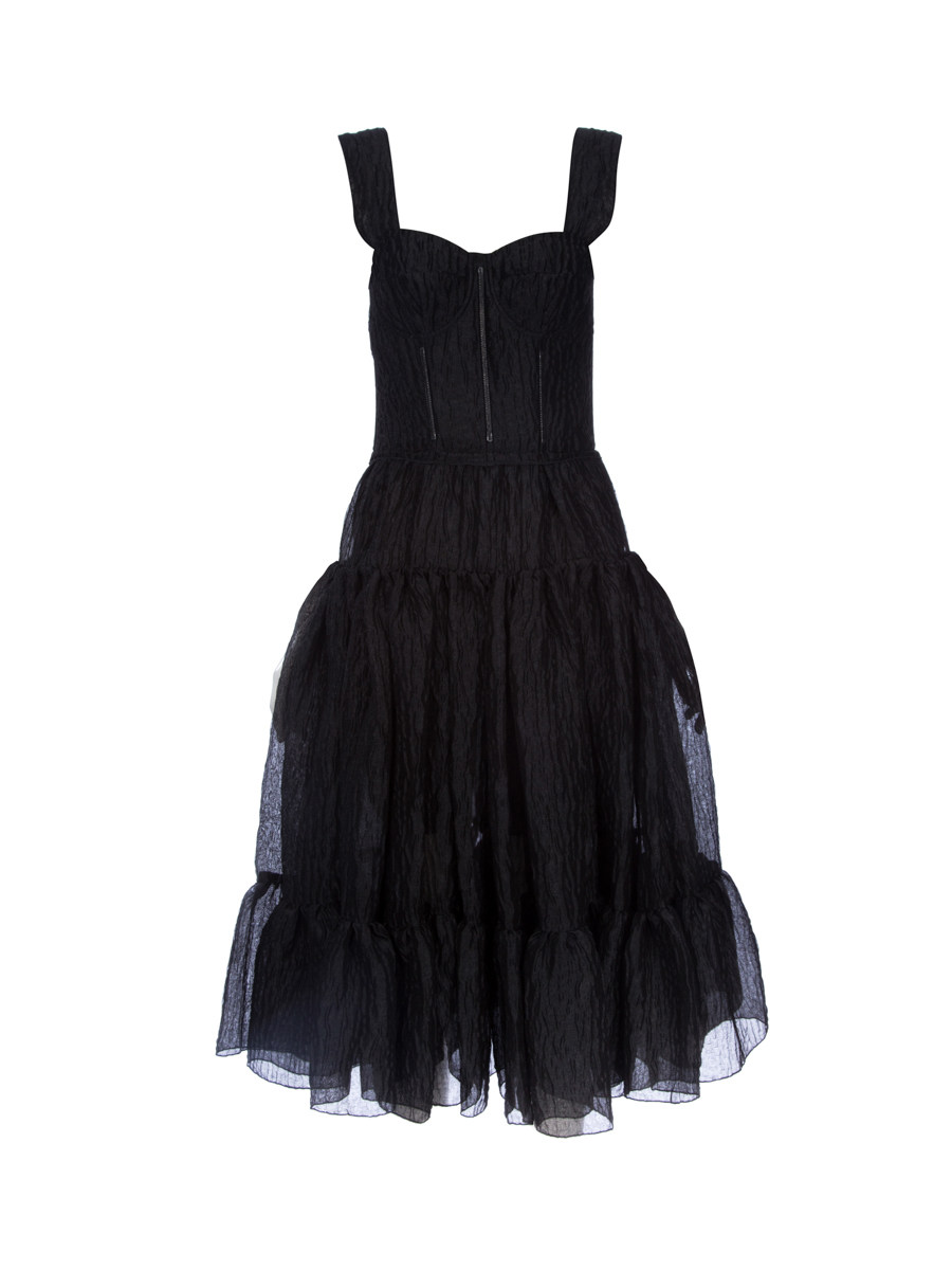 Dolce&Gabbana 黑色褶皱覆纱连衣裙