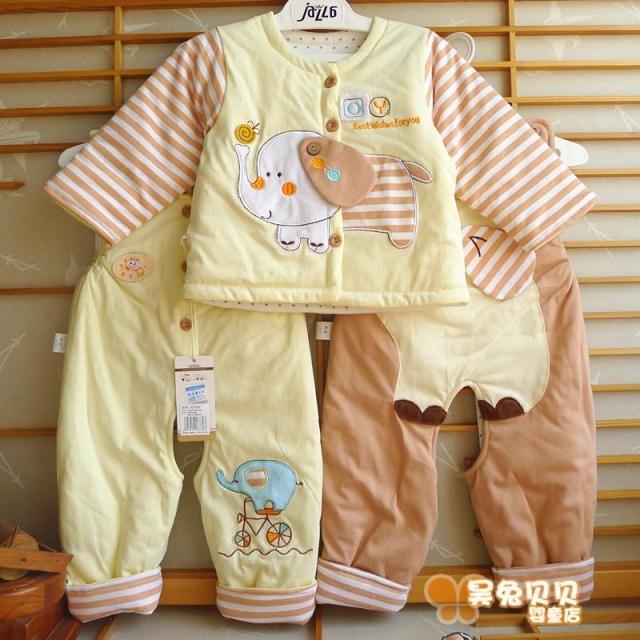 Occasional garden male and female baby spring thin cotton three suit baby clip cotton clothes back with pants children out of clothing 