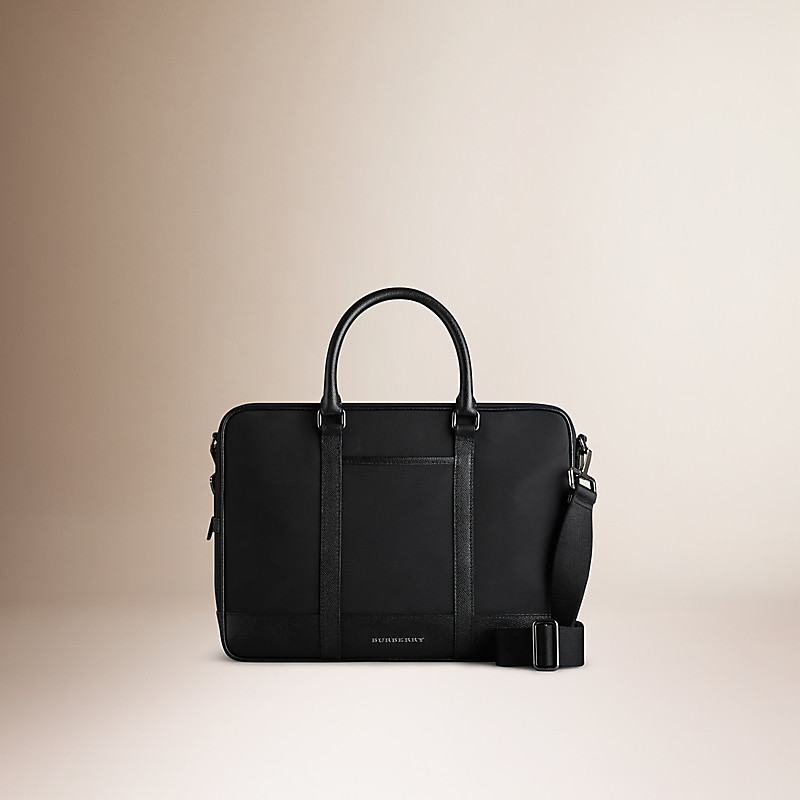 BURBERRY/博柏利London 皮革装饰斜背式公文包 39583521